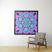 Neon kaleidoscoop , mandala , kaleidoscoop , roze wandkleed (In Situ (horizontaal))