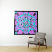Neon kaleidoscoop , mandala , kaleidoscoop , roze wandkleed (In situ)