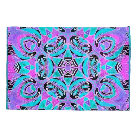 Neon kaleidoscoop , mandala kussensloop (Achterkant)