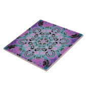 Neon kaleidoscoop , mandala tegeltje (Zijkant)
