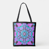 Neon kaleidoscoop , mandala tote bag (Achterkant)