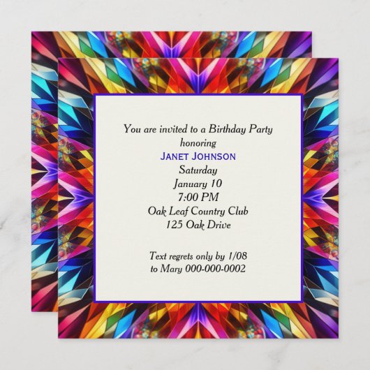 Neon Kaleidoscope verjaardagsfeest Kaart (Voorkant / Achterkant)
