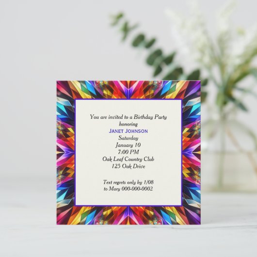 Neon Kaleidoscope verjaardagsfeest Kaart (Staand voorkant)