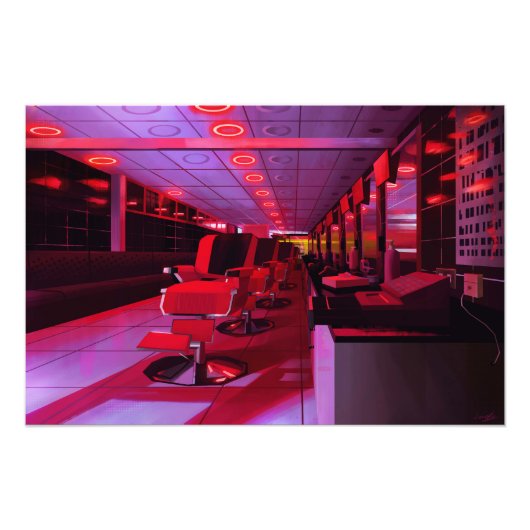 Neon-kapsalon digitale schildering afdruk (Voorkant)