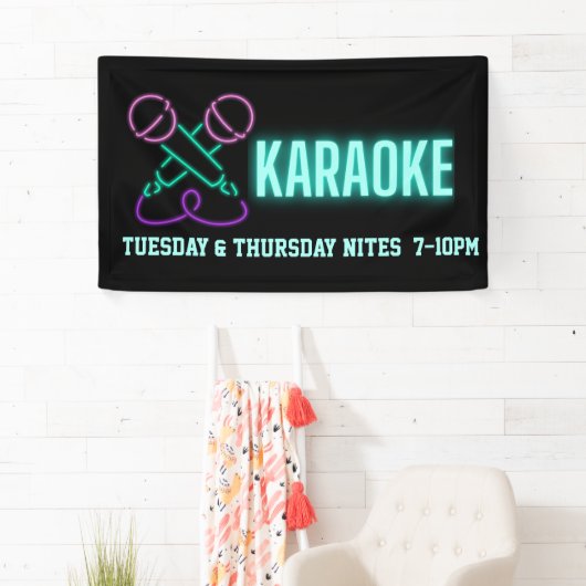Neon Karaoke Mics en Text Custom Banner (Insitu)