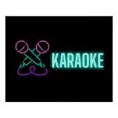 Neon Karaoke Mics en Text Perfect Poster (Voorkant)