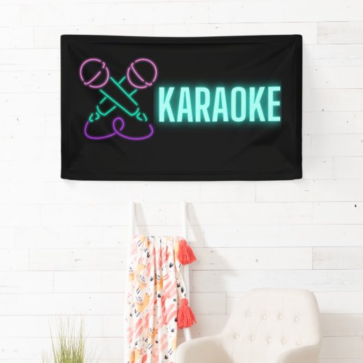 Neon Karaoke Mics en Text Spandoek (Insitu)