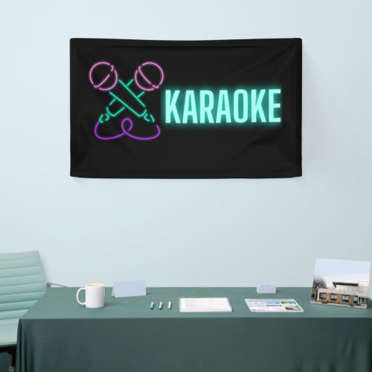 Neon Karaoke Mics en Text Spandoek (Beurs)
