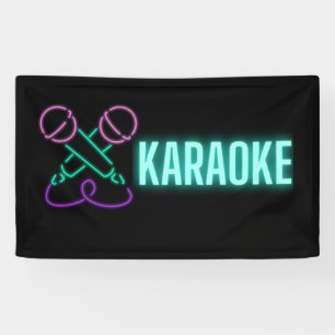 Neon Karaoke Mics en Text Spandoek