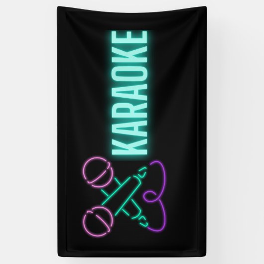 Neon Karaoke Mics en Text Spandoek (Verticaal)