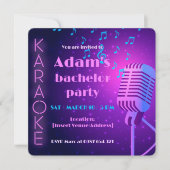 Neon Karaoke Night Bachelor Party Uitnodiging (Voorkant)