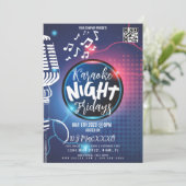 Neon Karaoke Night Event Party Bar Club Flyer B Kaart (Staand voorkant)