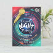 Neon Karaoke Night Event Party Bar Club Flyer Kaart (Staand voorkant)