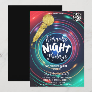 Neon Karaoke Night Event Party Bar Club Flyer Kaart