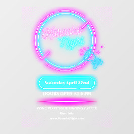 Neon Karaoke Night Large aanpassen Raamsticker