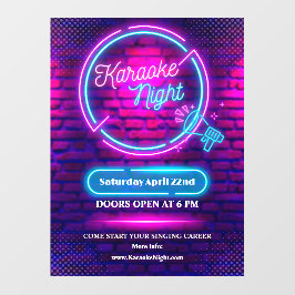 Neon Karaoke Night Large aanpassen Raamsticker