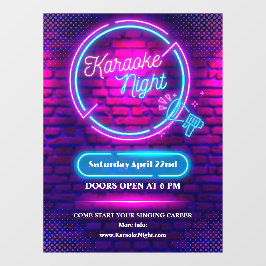 Neon Karaoke Night Large aanpassen Raamsticker