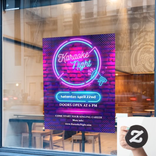 Neon Karaoke Night Large aanpassen Raamsticker (Cafe Raam)