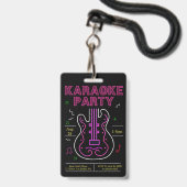 Neon Karaoke Party Badge (Voorzijde met lanyard)