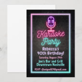 Neon Karaoke Zang Verjaardagsfeest Uitnodiging (Voorkant / Achterkant)