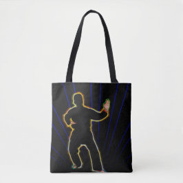 Neon karate man op canvas tas