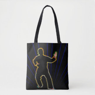 Neon karate man op canvas tas
