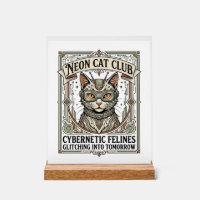 Neon Kat Club Kat Cyberpunk Vintage Vector Kunst S