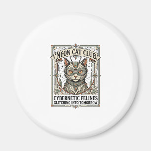 Neon Kat Club Kat Cyberpunk Vintage Vector Kunst S Magneet