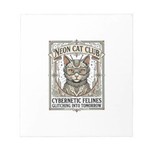 Neon Kat Club Kat Cyberpunk Vintage Vector Kunst S Notitieblok