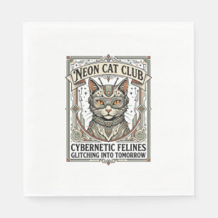 Neon Kat Club Kat Cyberpunk Vintage Vector Kunst S Servet