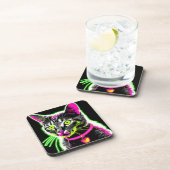 Neon Kat Felien Kunst Bier Onderzetter (Rechterzijde)