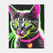 Neon Kat Feline Art Fleece Deken (Voorkant)