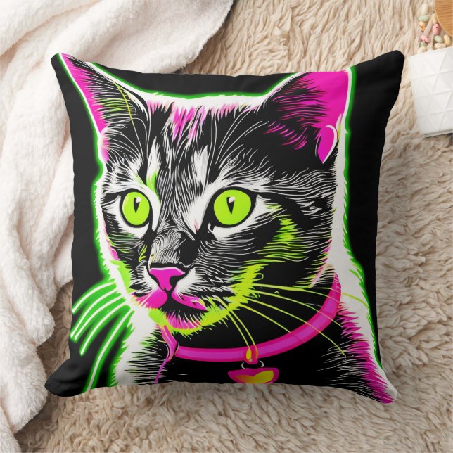 Neon Kat Feline Art Kussen (Deken)