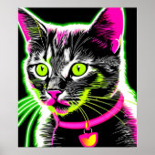 Neon Kat Feline Art Poster (Voorkant)