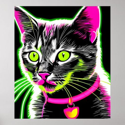 Neon Kat Feline Art Poster (Voorkant)