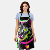 Neon Kat Feline Art Schort (Gedragen)