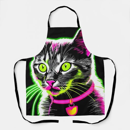 Neon Kat Feline Art Schort (Voorkant)