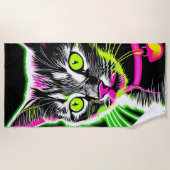 Neon Kat Feline Art Strandlaken (Voorkant)