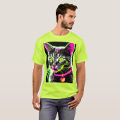 Neon Kat Feline Art T-shirt (Voorkant volledig)