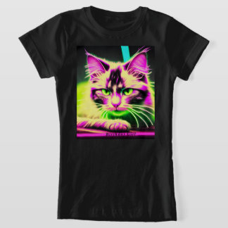Neon kat feline fiesta tiener meisje verjaardag t-shirt