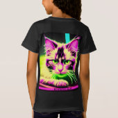 Neon kat feline fiesta tiener meisje verjaardag t-shirt (Achterkant)