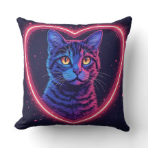 Neon Kat Hart Ontwerp – Mooie Glowende Kittie Lief