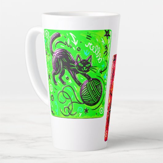 Neon Kat Koffie   Latte Mok (Linkerhoek)
