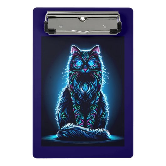 Neon Kat Levendig Achtergrond-97948 Mini Klembord (Voorkant)
