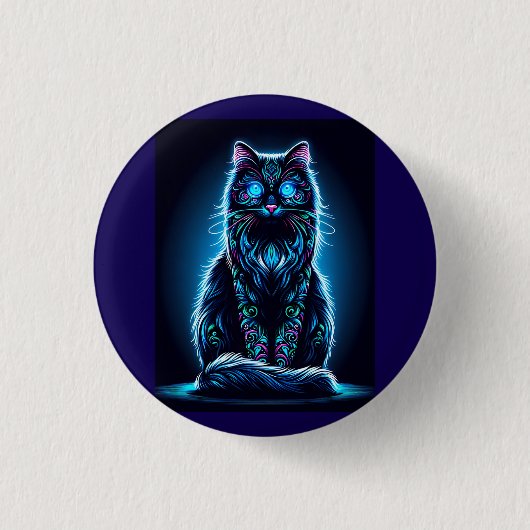 Neon Kat Levendig Achtergrond-97948 Ronde Button 3,2 Cm (Voorkant)