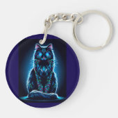 Neon Kat Levendige Achtergrond-97948 Sleutelhanger (Achterkant)