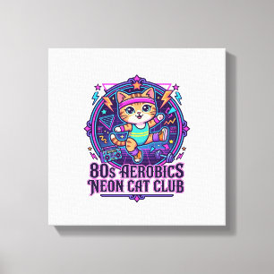 Neon Kat Ontwerp voor Liefhebbers van Grappige Kat Canvas Afdruk