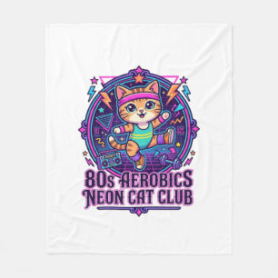Neon Kat Ontwerp voor Liefhebbers van Grappige Kat Fleece Deken