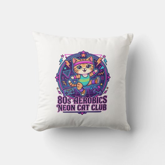 Neon Kat Ontwerp voor Liefhebbers van Grappige Kat Kussen (Voorkant)