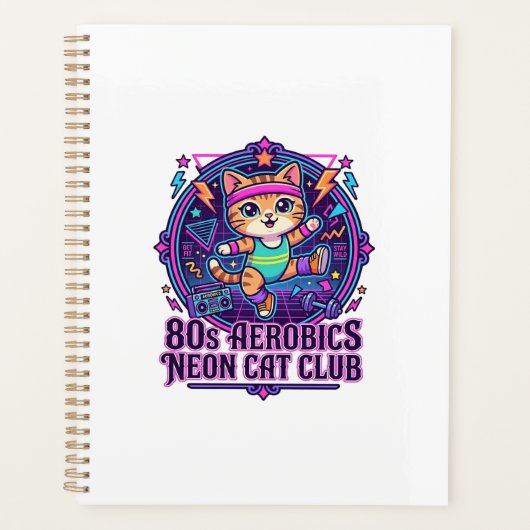 Neon Kat Ontwerp voor Liefhebbers van Grappige Kat Planner (Voorkant)
